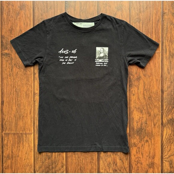 Off-White Virgil Abloh Mona Lisa Graphic Print T-shirt Men’s Size S Black Preown - Picture 2 of 16